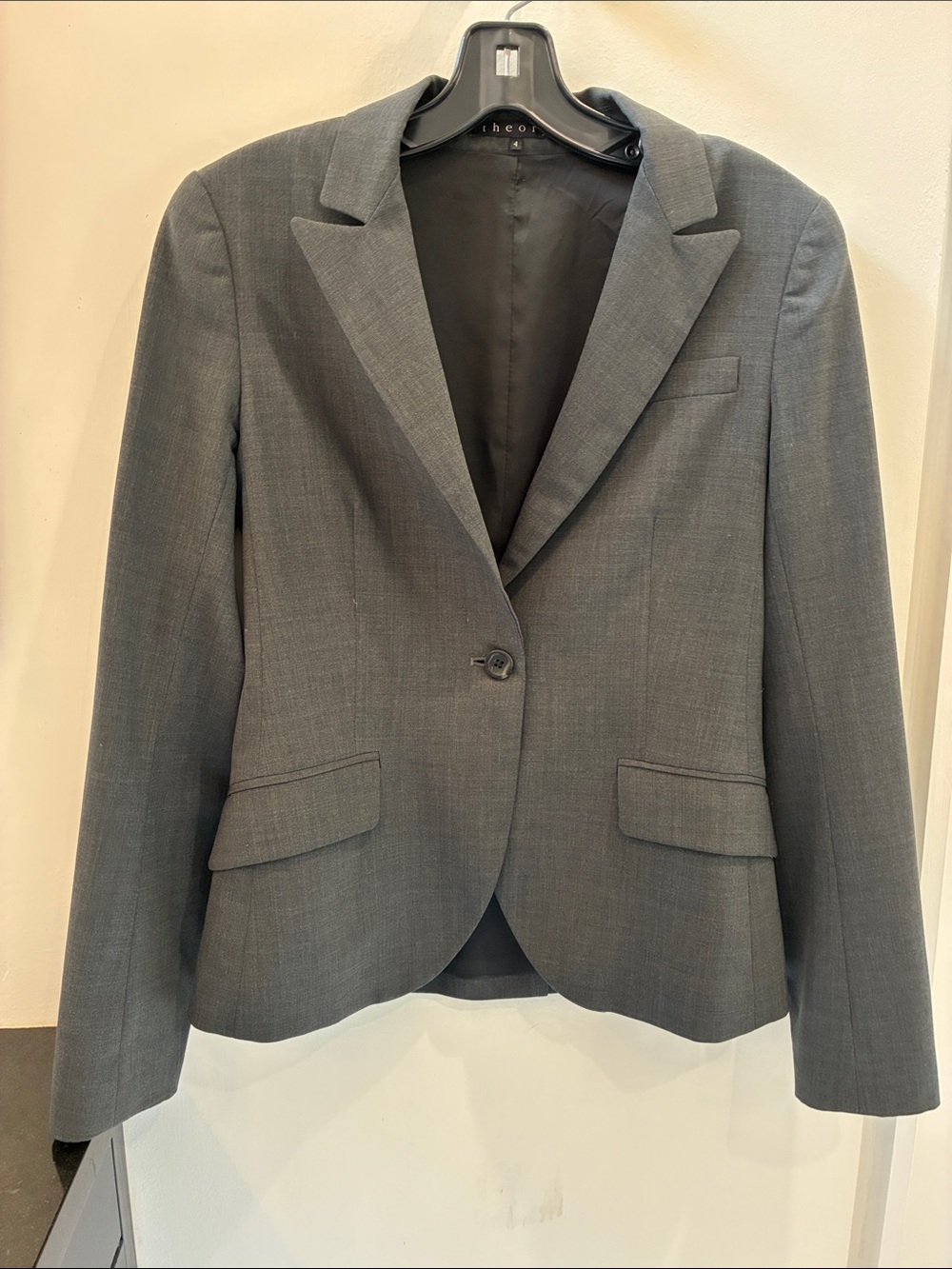 Theory Women's Gray Single-Button Tailored Blazer